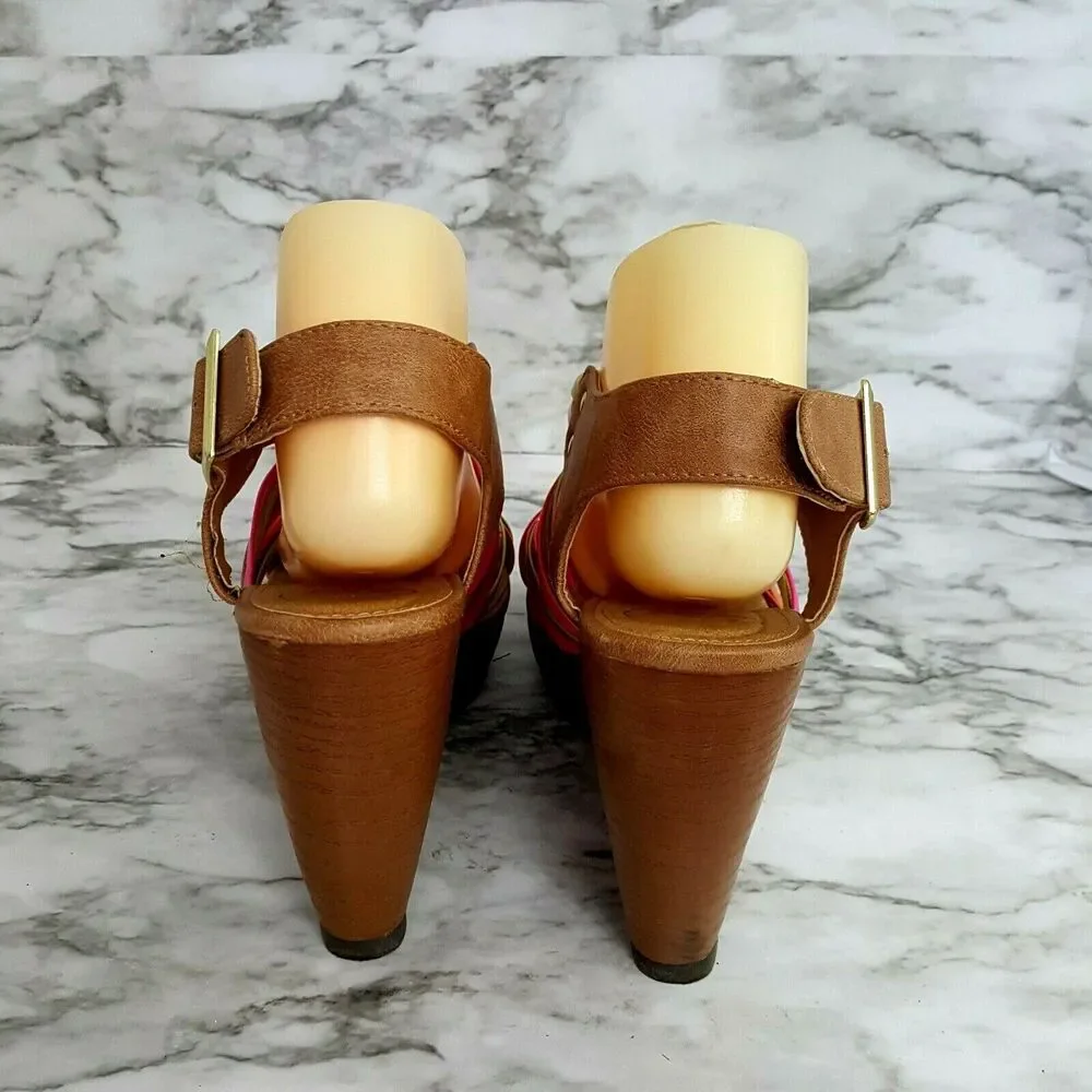 SM New York Wedge Sandal Womens Size 9.5 Divine Multicolor Tan Summer